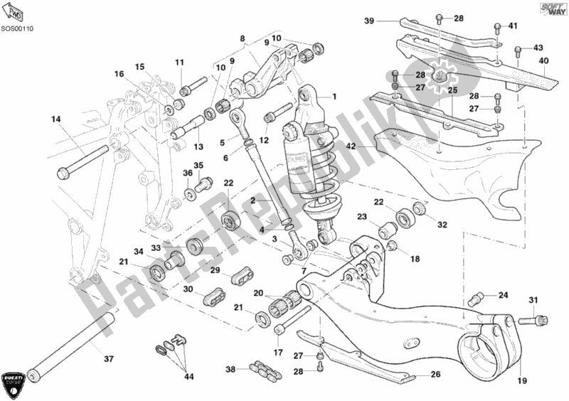 Tutte le parti per il Ammortizzatore Posteriore del Ducati Superbike 998 RS 2003